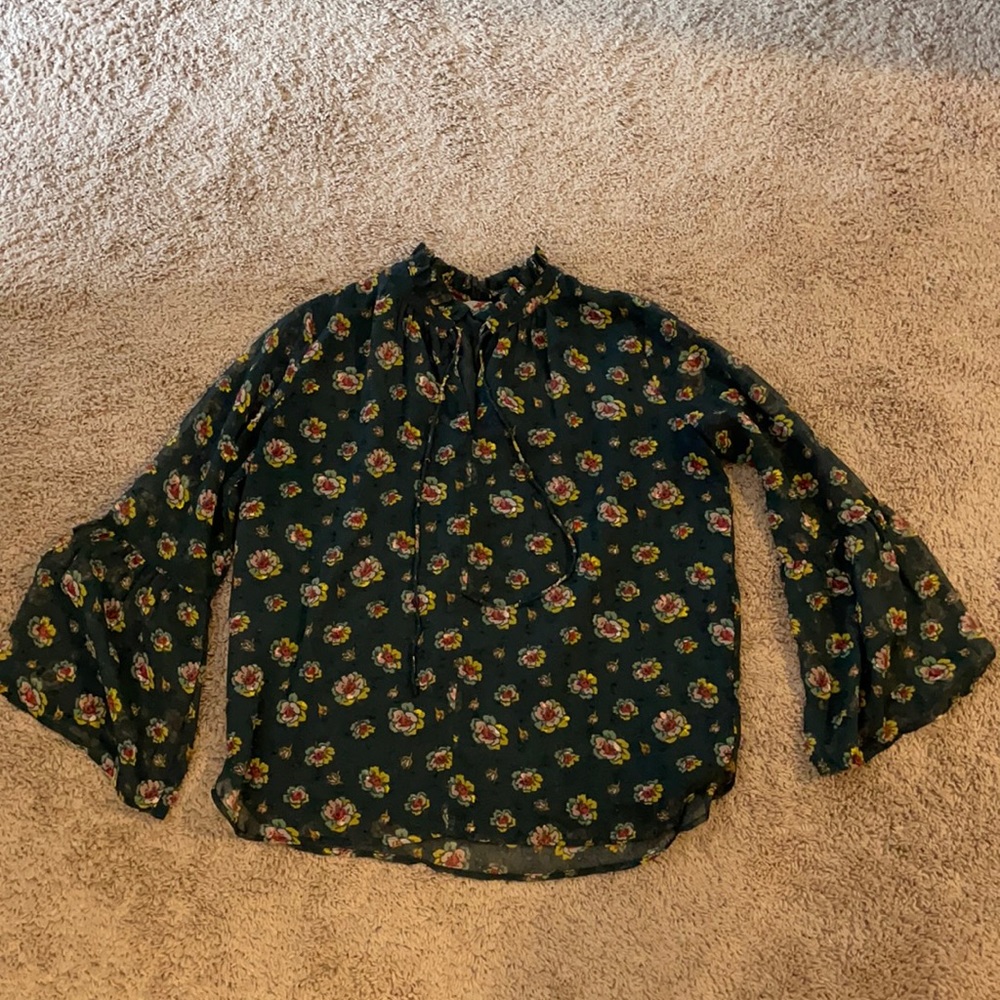 loft Floral printed bell sleeve top